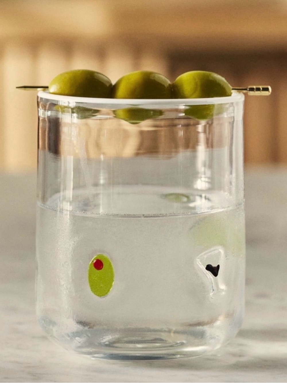 Anthropologie Icon Juice Glass – Martini Olive Cocktail Glass